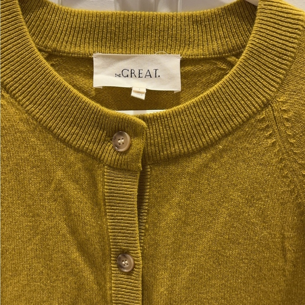 THE GREAT Mustard Cashmere Cardigan Size Small. - Picture 4 of 10
